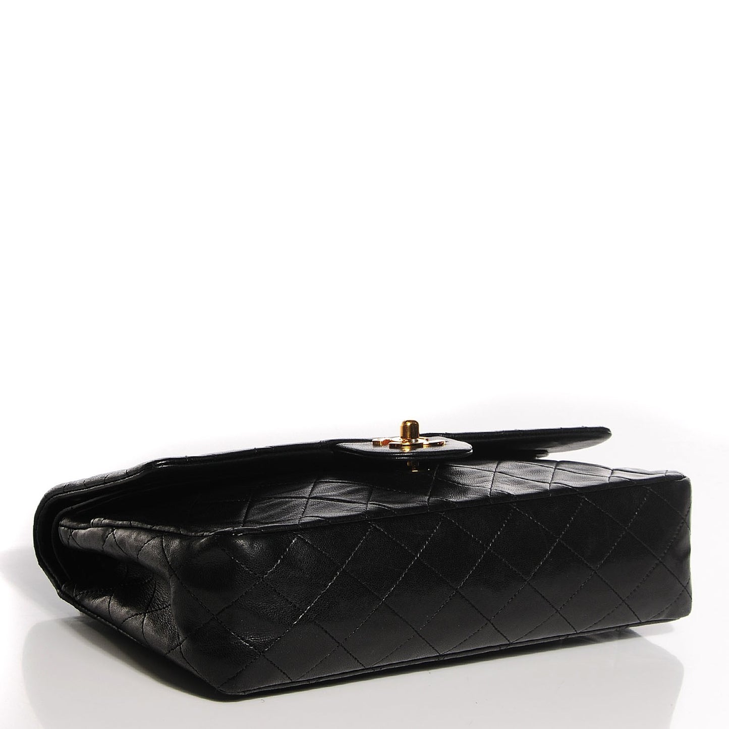 Lambskin Quilted Medium Double Flap Black