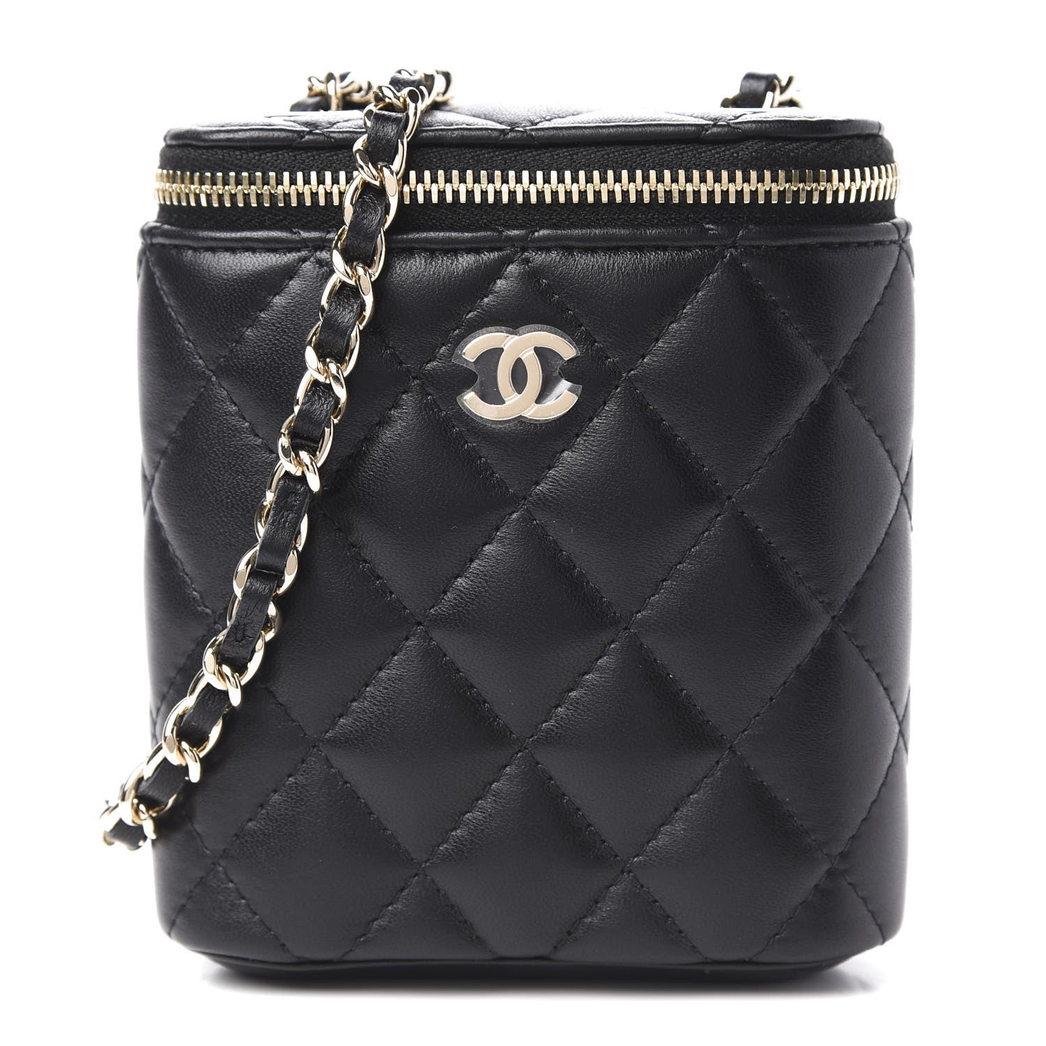 Chanel Lambskin Quilted Small Vertical Coco Beauty Vanity Case With Chain Black 1 of 10