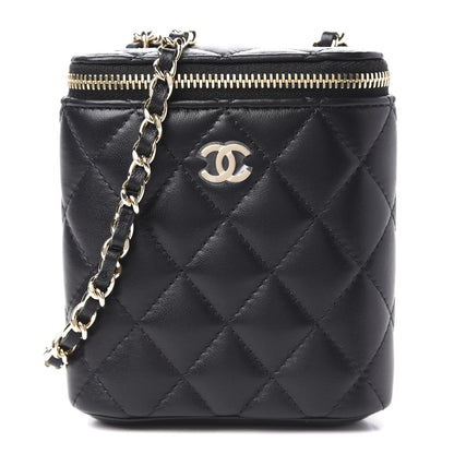Chanel Lambskin Quilted Small Vertical Coco Beauty Vanity Case With Chain Black 1 of 10