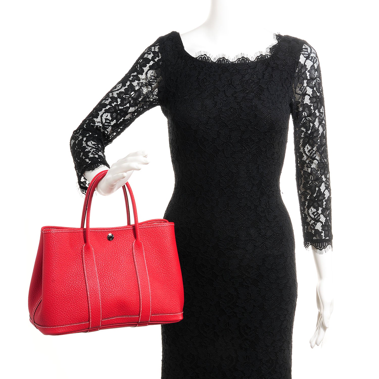 Hermes Vache Country Garden Party Tote TPM Rouge Casaque 4 of 9