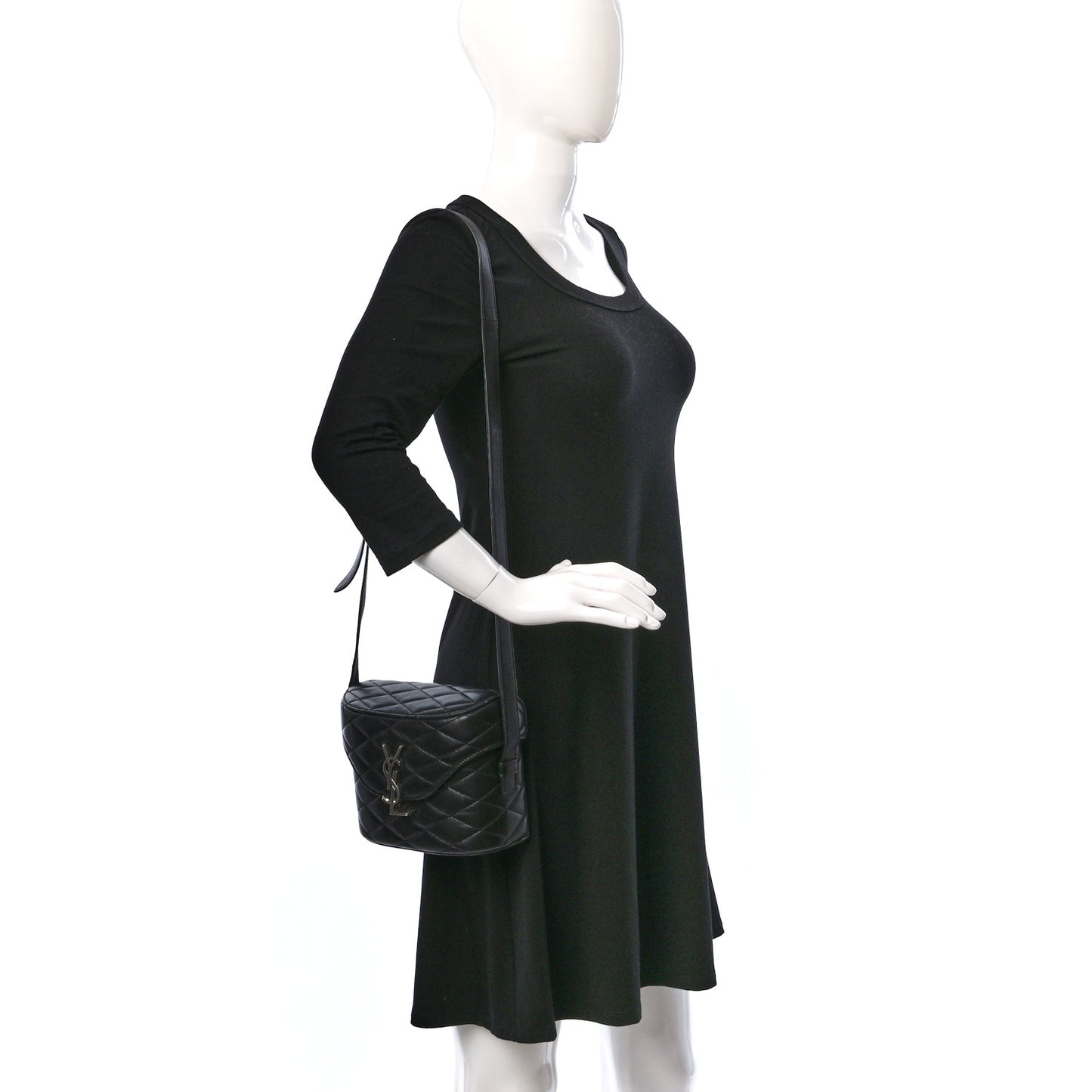 Lambskin Quilted Monogram June Box Bag Black
