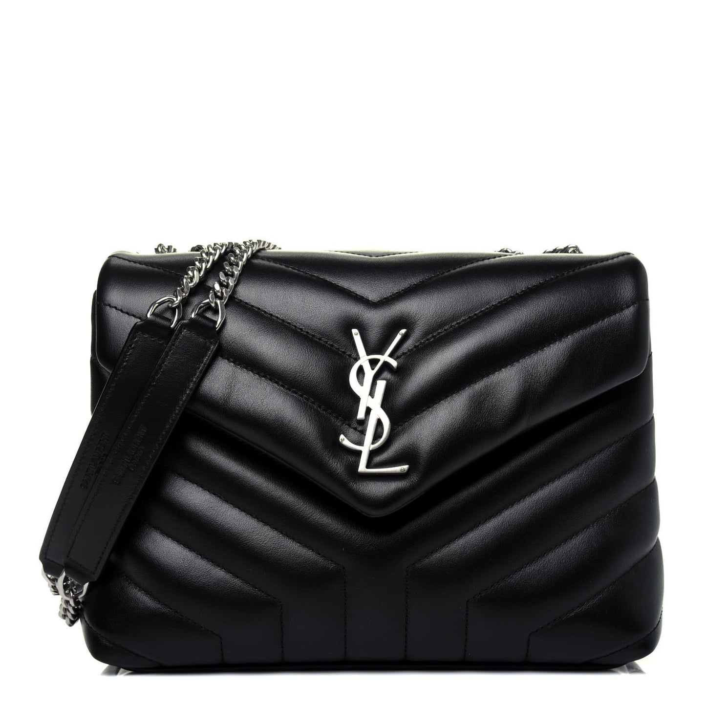 Calfskin Y Quilted Monogram Small Loulou Chain Satchel Black