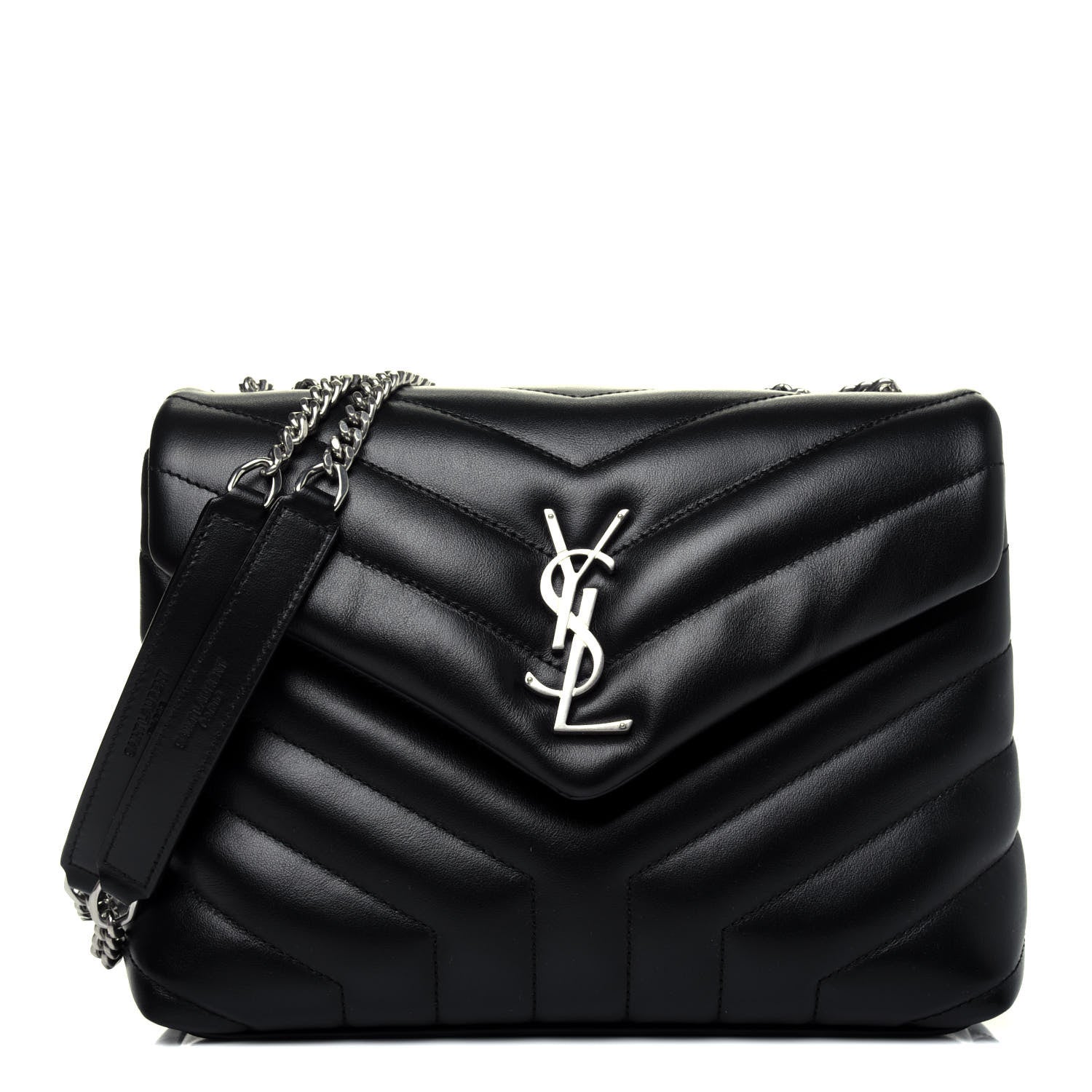 Saint Laurent Calfskin Y Quilted Monogram Small Loulou Chain Satchel Black 1 of 15