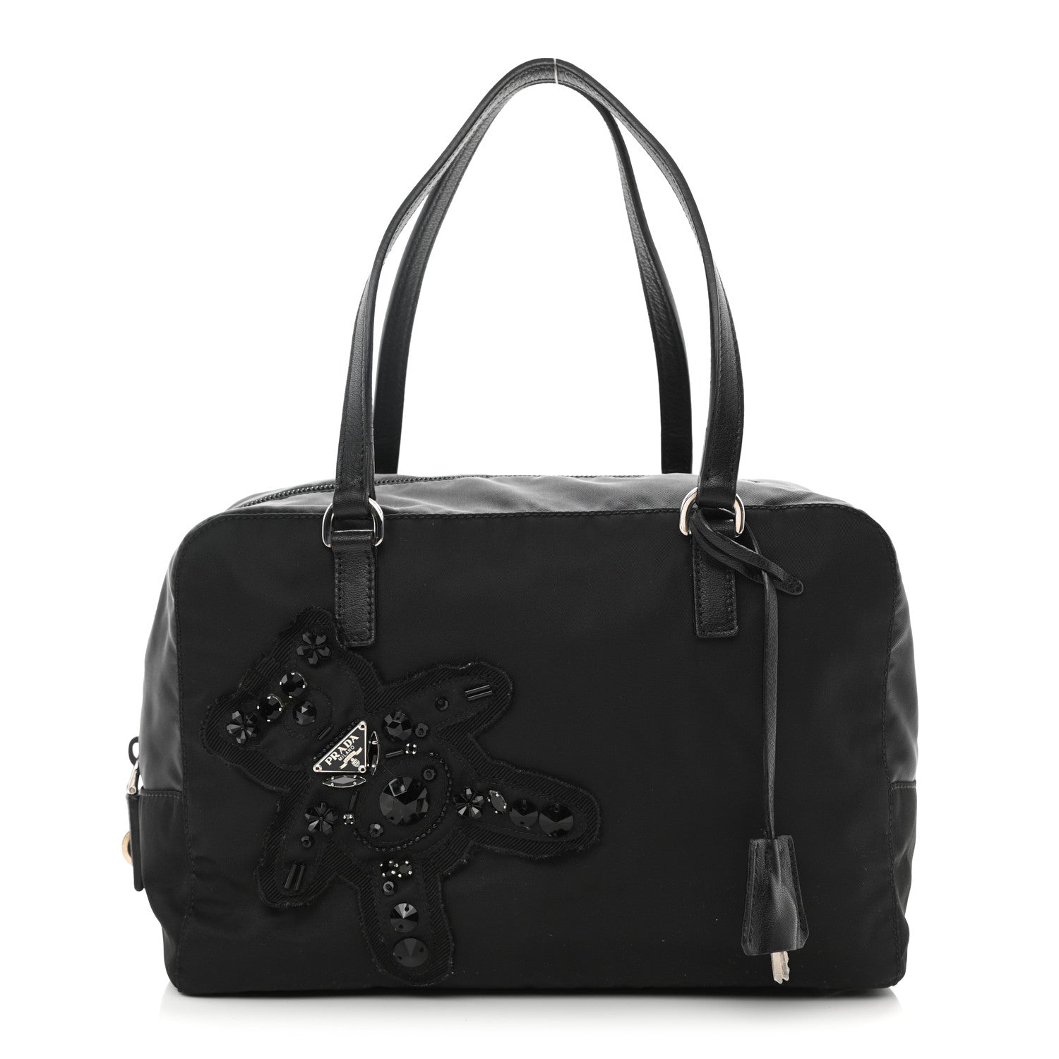 Prada Tessuto Nylon Raso Bear Small Handle Bag Black 1 of 8