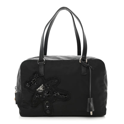 Prada Tessuto Nylon Raso Bear Small Handle Bag Black 1 of 8