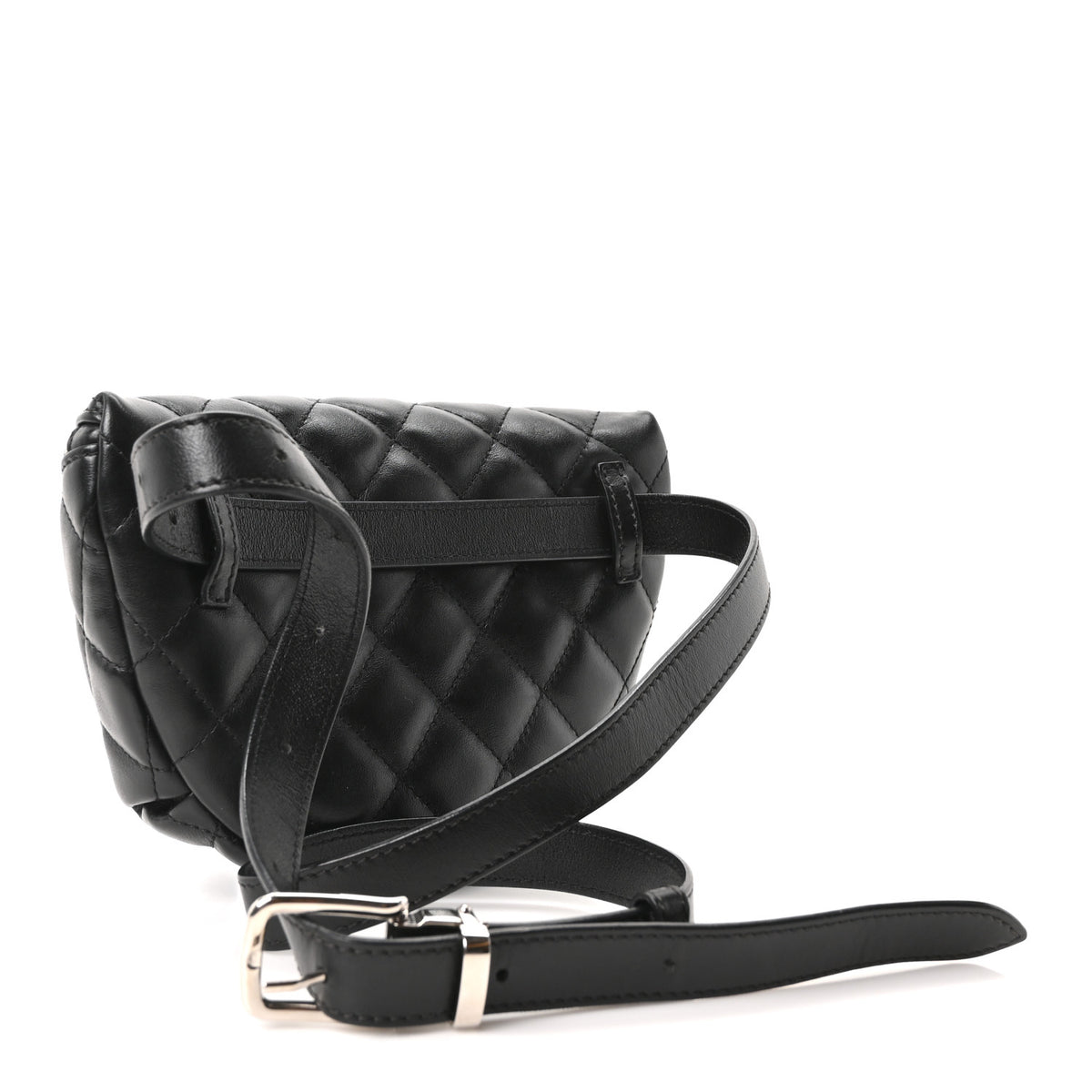 Calfskin Quilted Uniform Waist Belt Bag Black