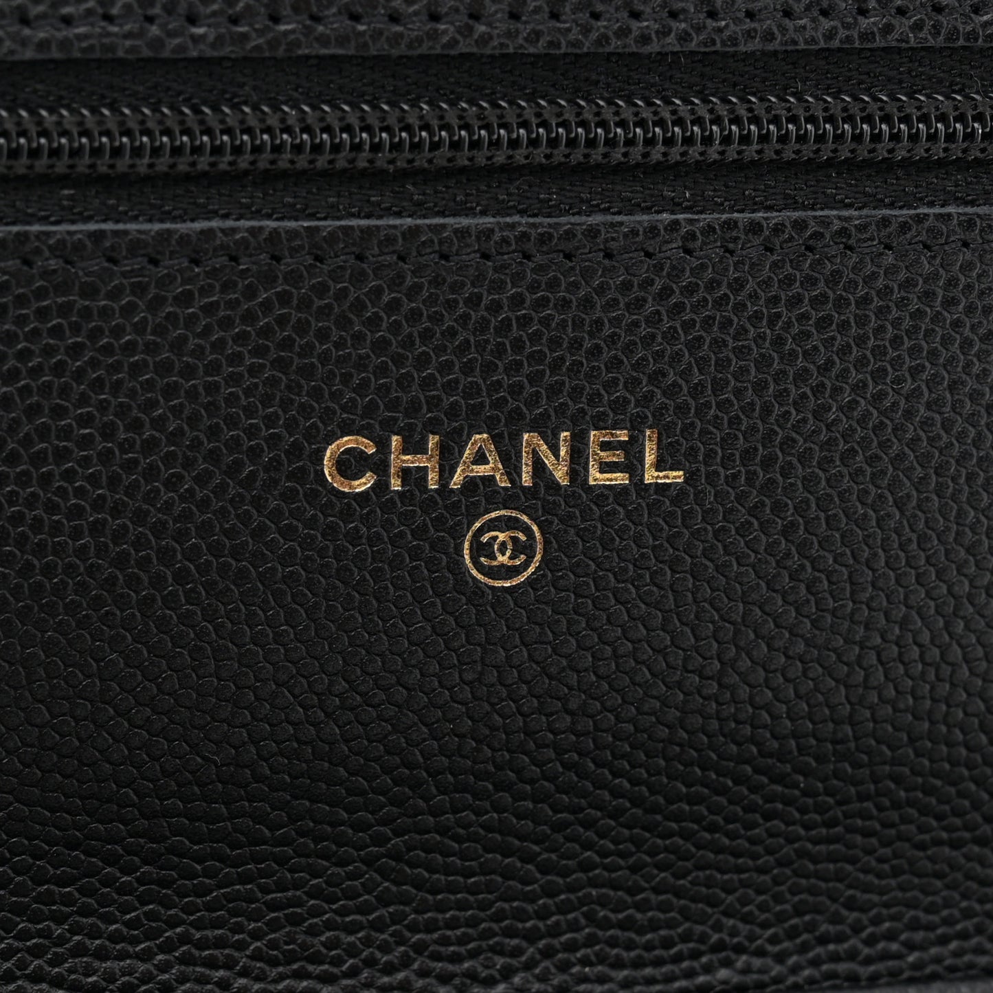 Caviar Quilted Crystal CC Wallet On Chain WOC Black