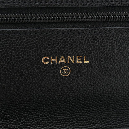 Chanel Caviar Quilted Crystal CC Wallet On Chain WOC Black 6 of 11