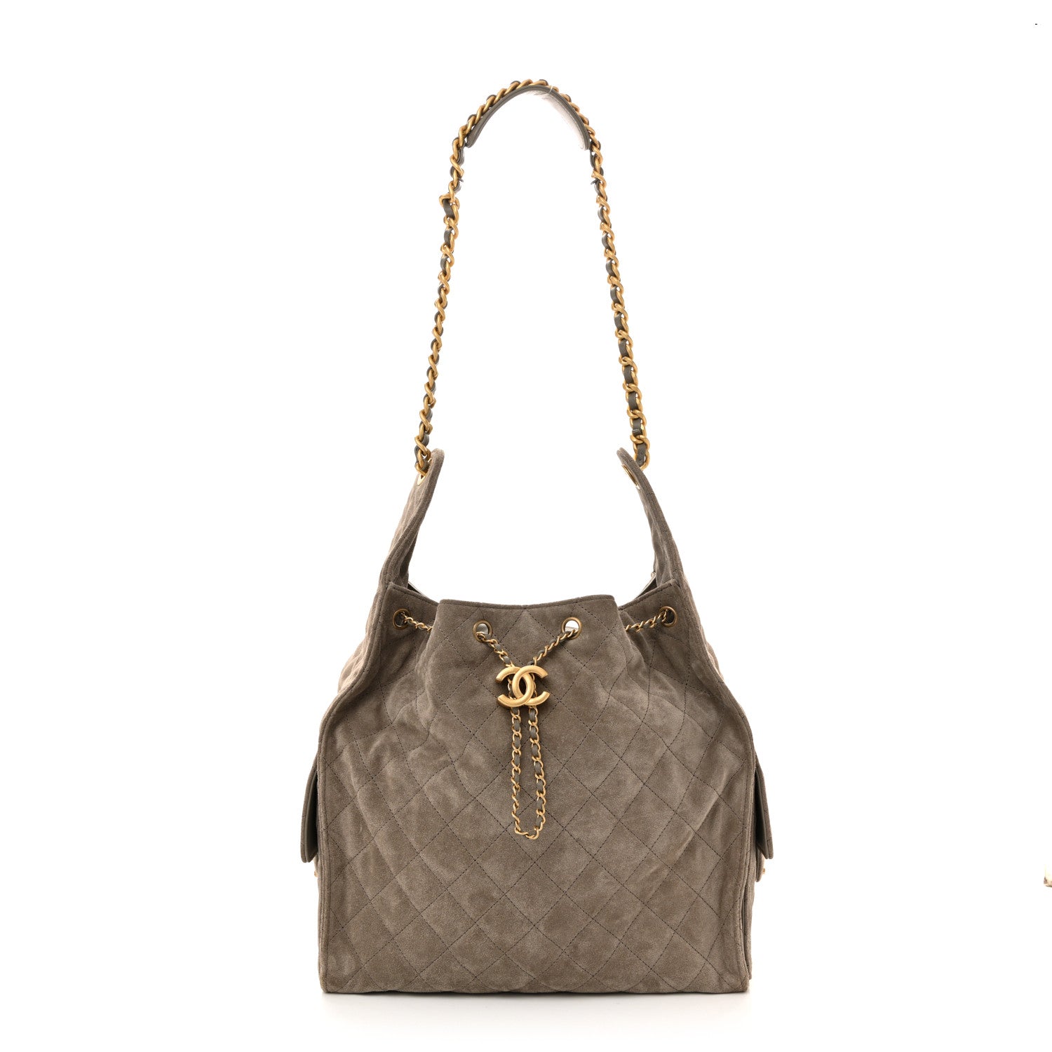 Chanel Suede Quilted Medium Chanel 25 Handbag Dark Grey 1 of 14