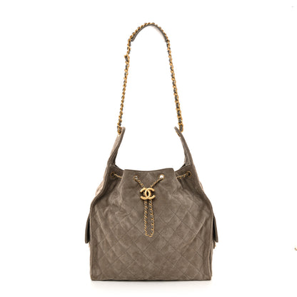 Chanel Suede Quilted Medium Chanel 25 Handbag Dark Grey 1 of 14