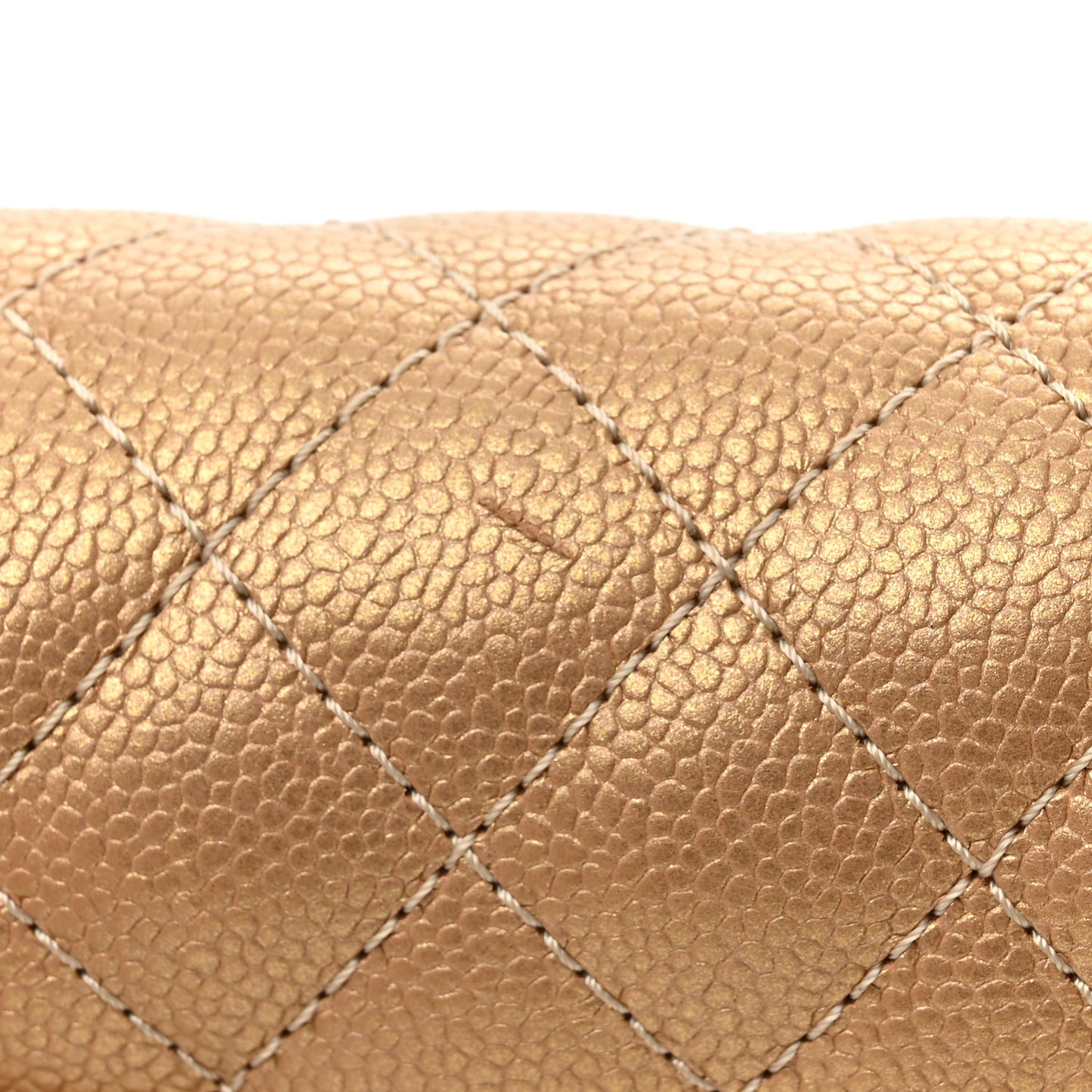 Metallic Caviar Quilted Mini Square Flap Gold