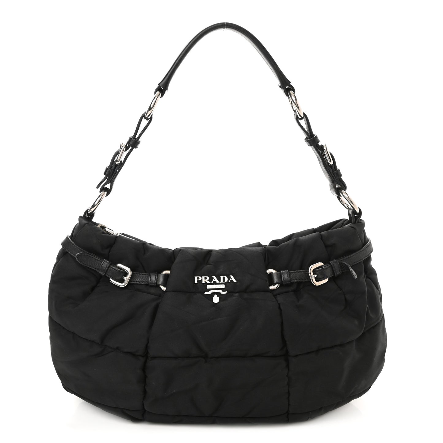 Tessuto Nylon Quilted Shoulder Bag Black