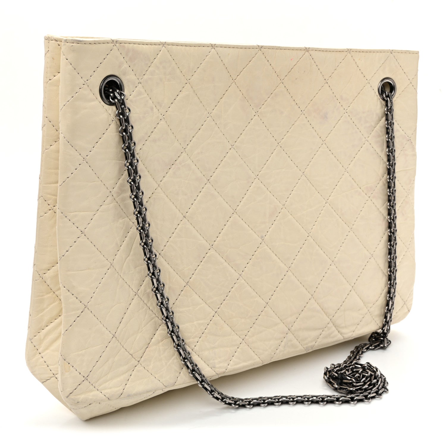 Chanel Aged Calfskin Quilted Reissue 2.55 Tote Ivory 3 of 14