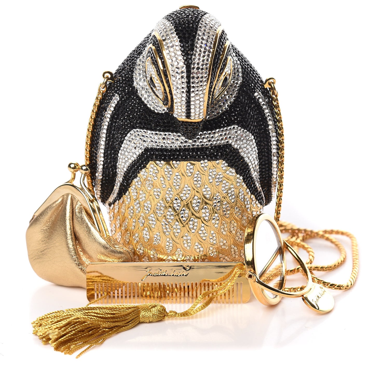 Crystal Penguin Minaudiere Clutch Black