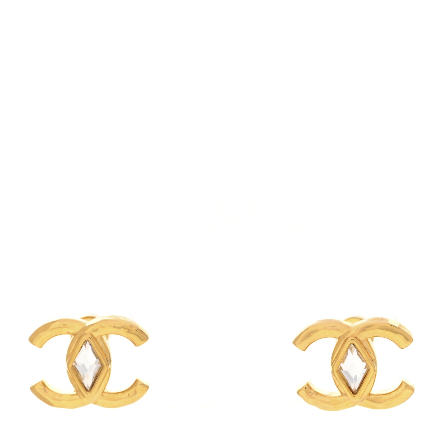 Metal Crystal CC Marquise Earrings Gold