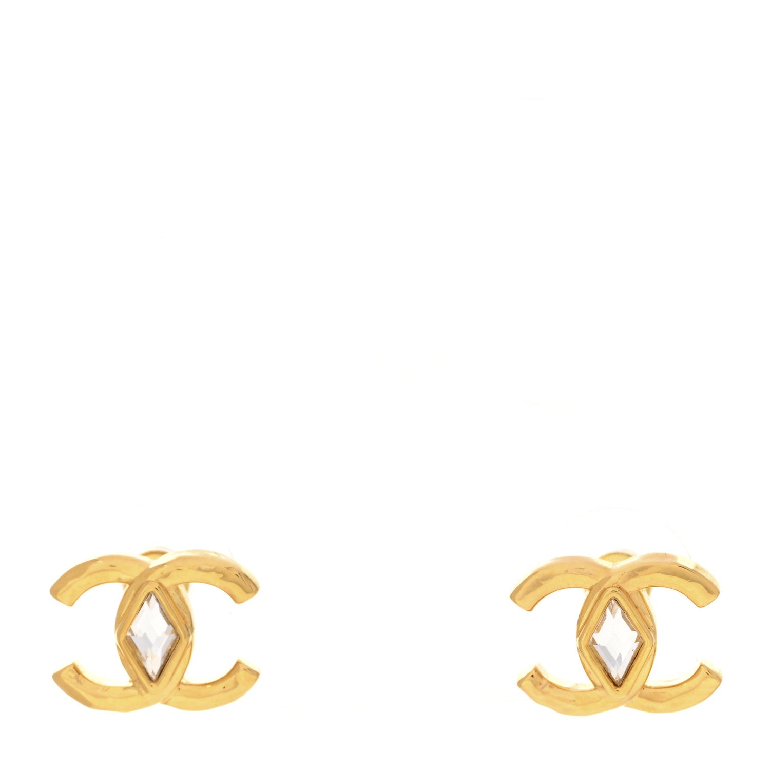 Chanel Metal Crystal CC Marquise Earrings Gold 1 of 4