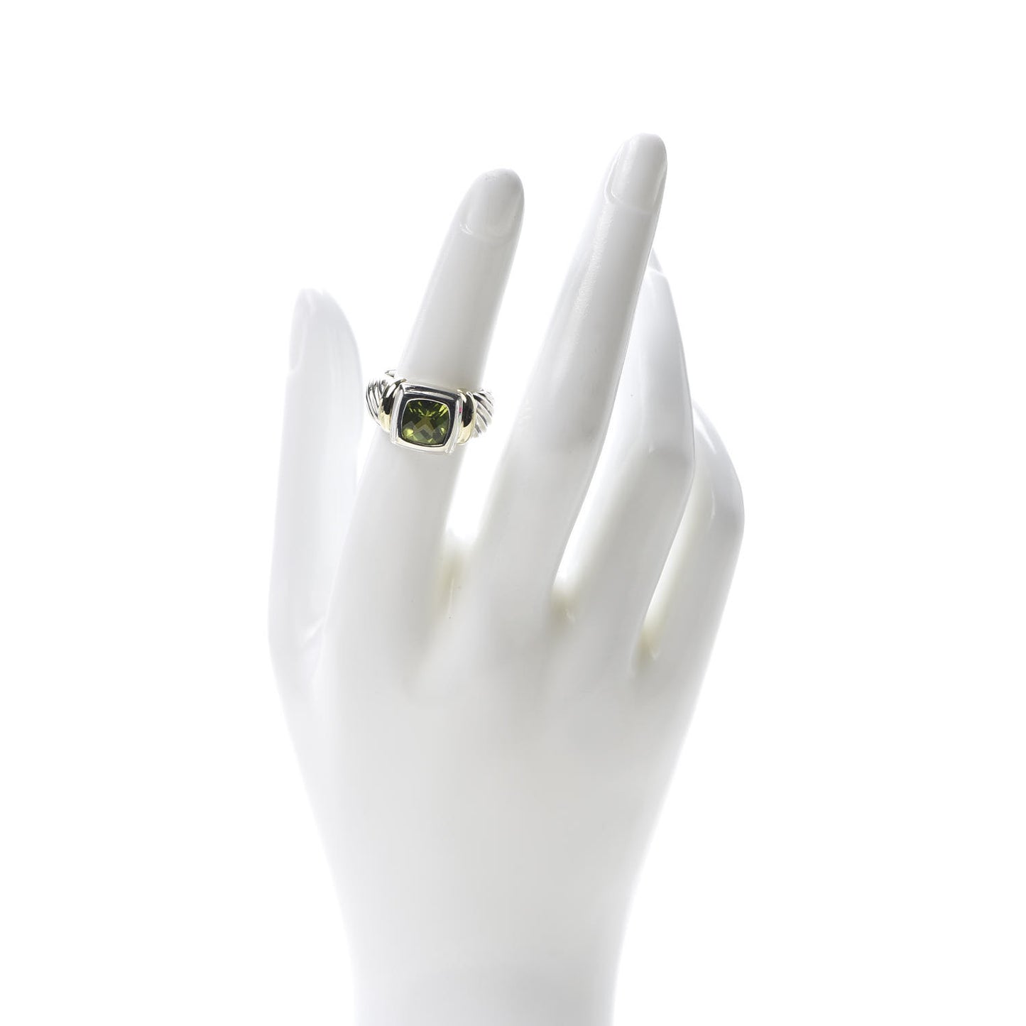 Sterling Silver 14K Yellow Gold Peridot 7mm Noblesse Ring 53 6.5