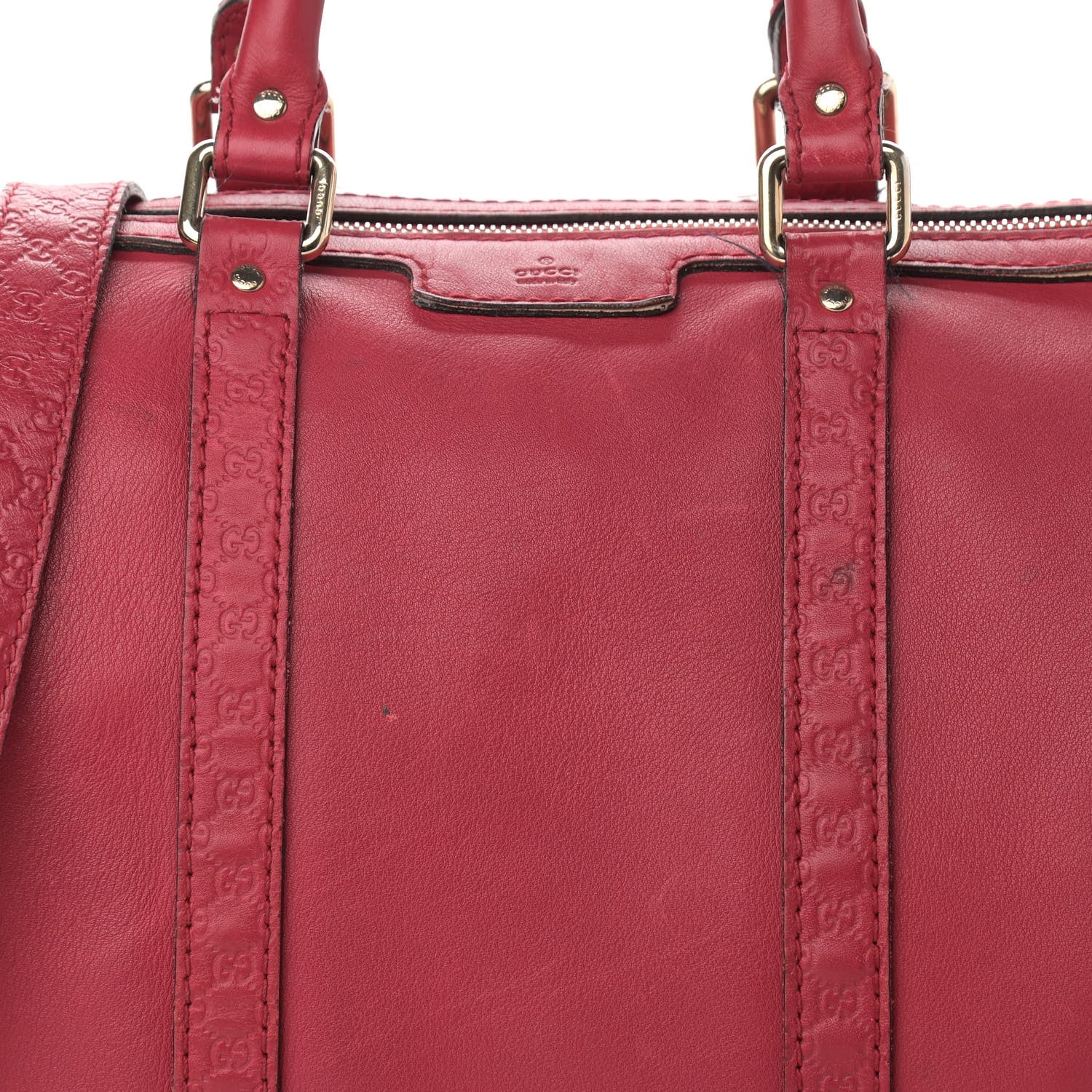 Gucci Calfskin Microguccissima Trim Medium Boston Raspberry Red 8 of 17