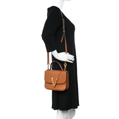 Versace Vitello Barocco Virtus Small Top Handle Shoulder Bag Brown 2 of 11