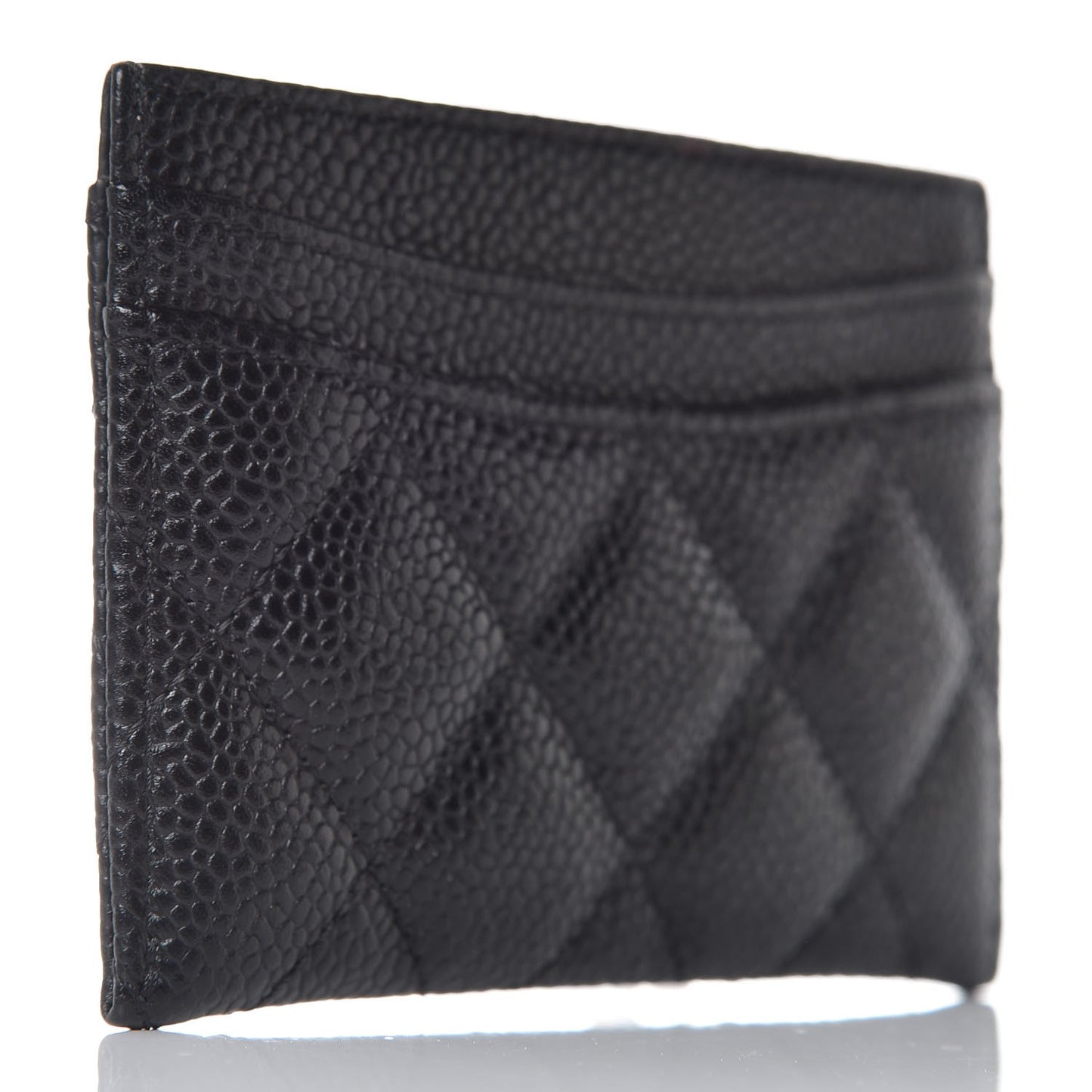 Caviar Quilted Card Holder Black