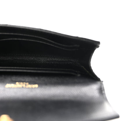 Saint Laurent Grain De Poudre Matelasse Chevron Small Monogram Envelope Wallet Black 5 of 6