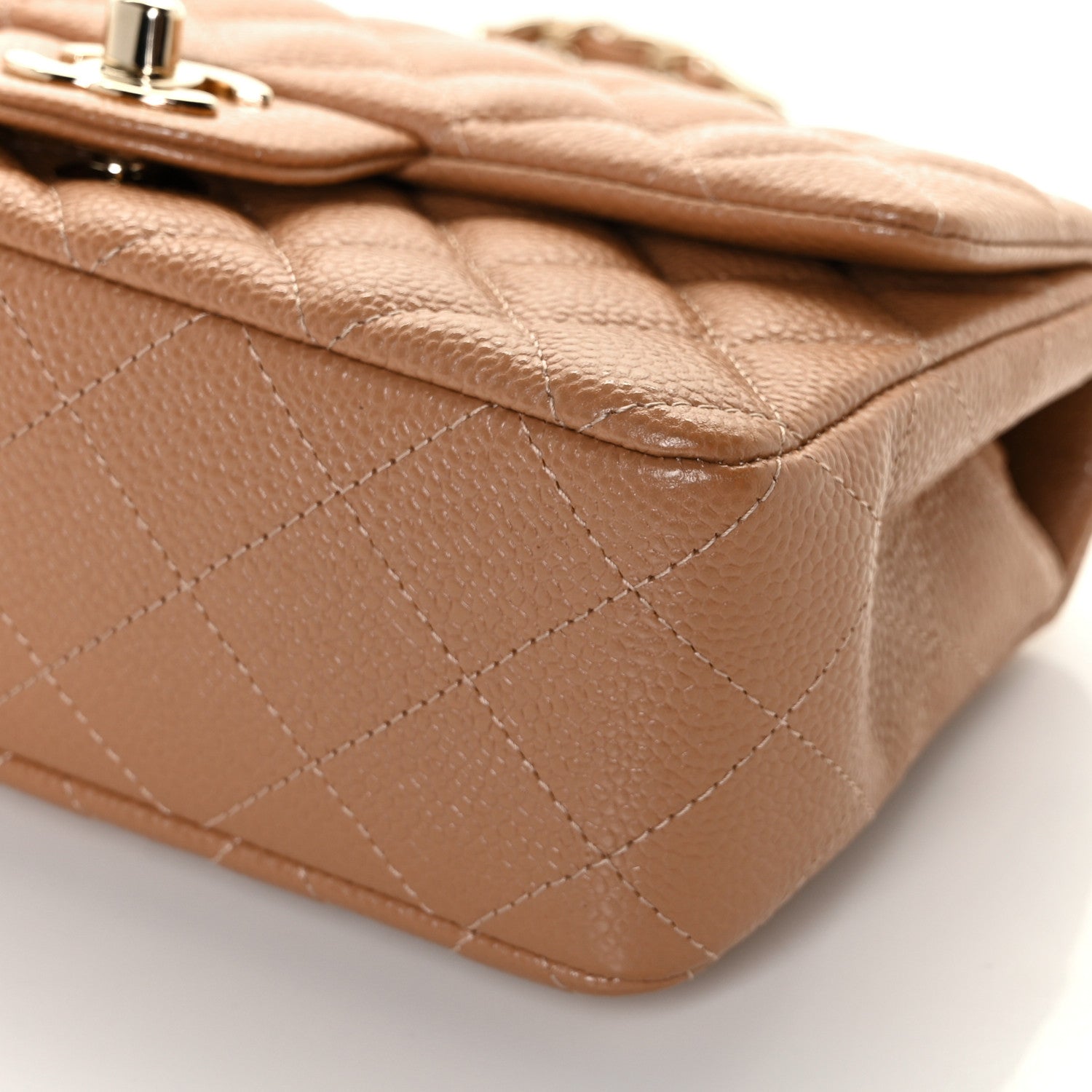 Chanel Caviar Quilted Mini Rectangular Flap Light Brown 9 of 12