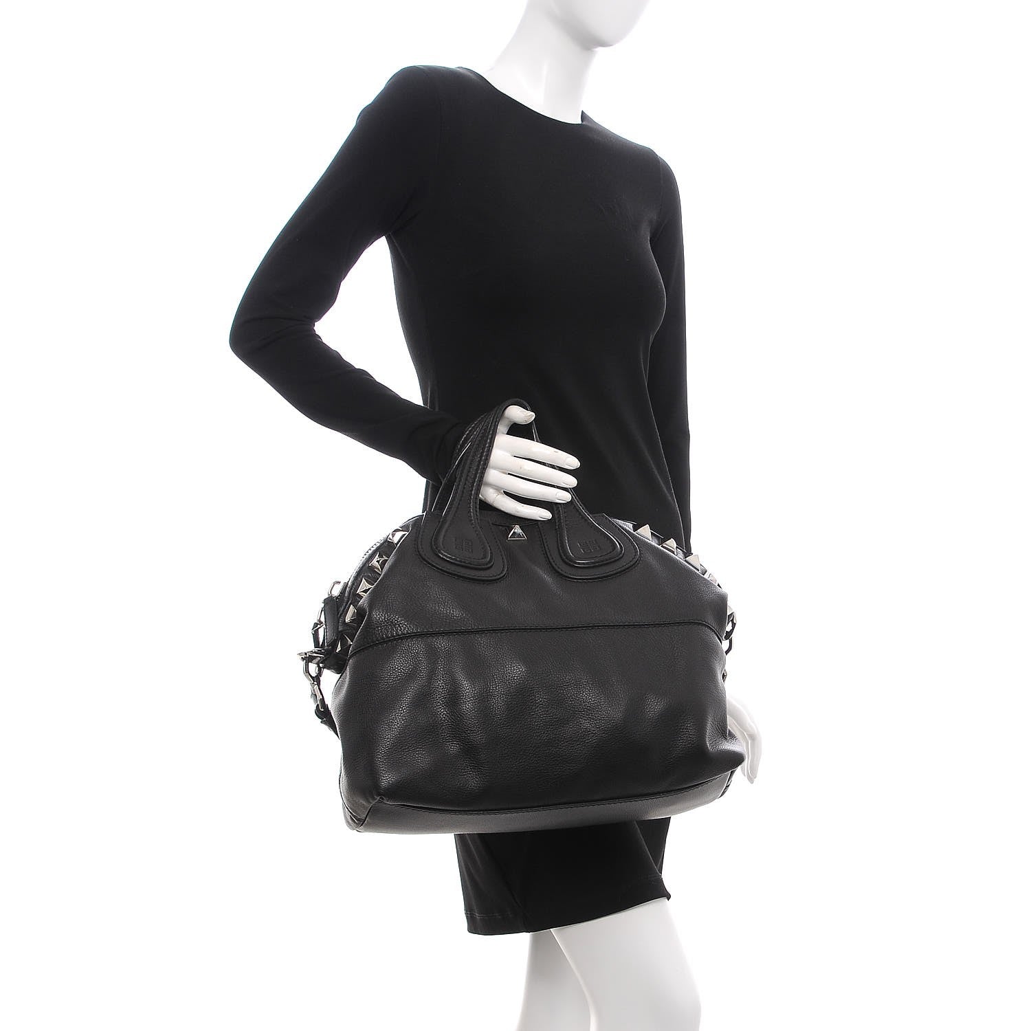 Givenchy Waxy Grained Calfskin Studded Medium Nightingale Black 3 of 13