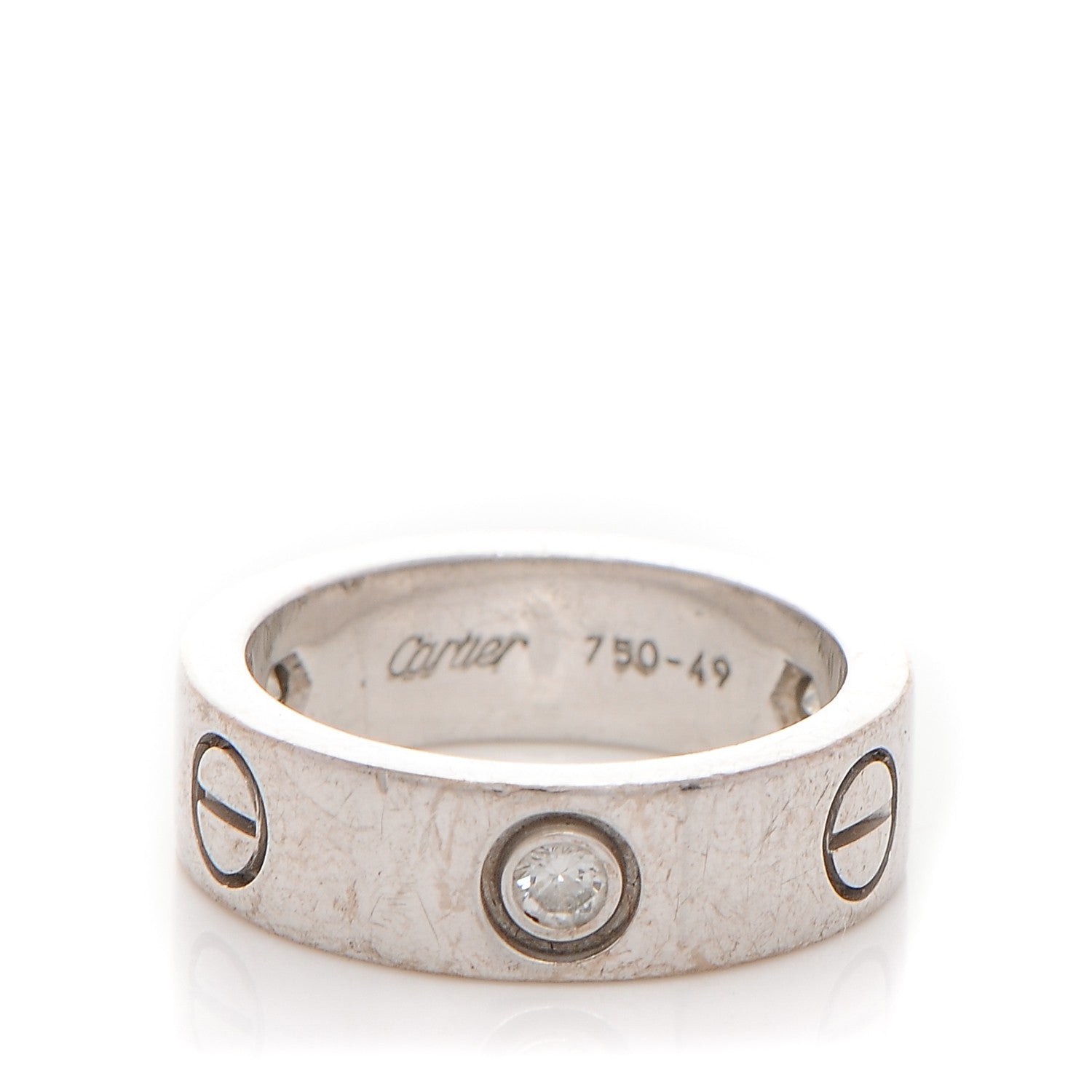 Cartier 18K White Gold 3 Diamond 5.5mm LOVE Ring 49 4.75 1 of 6