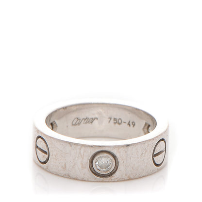 Cartier 18K White Gold 3 Diamond 5.5mm LOVE Ring 49 4.75 1 of 6