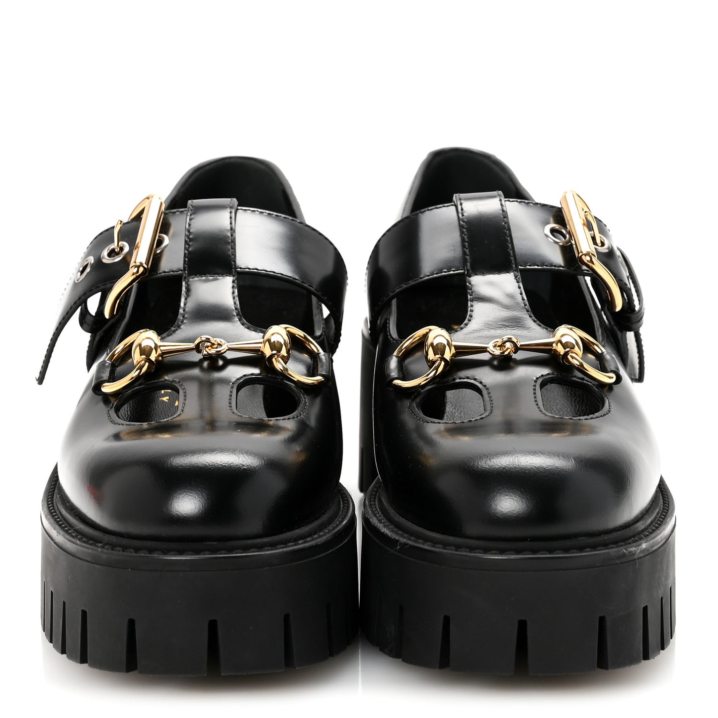 Calfskin Womens Horsebit Platform Chunky Lug Sole Mary Jane 40mm Loafers 36.5 Black