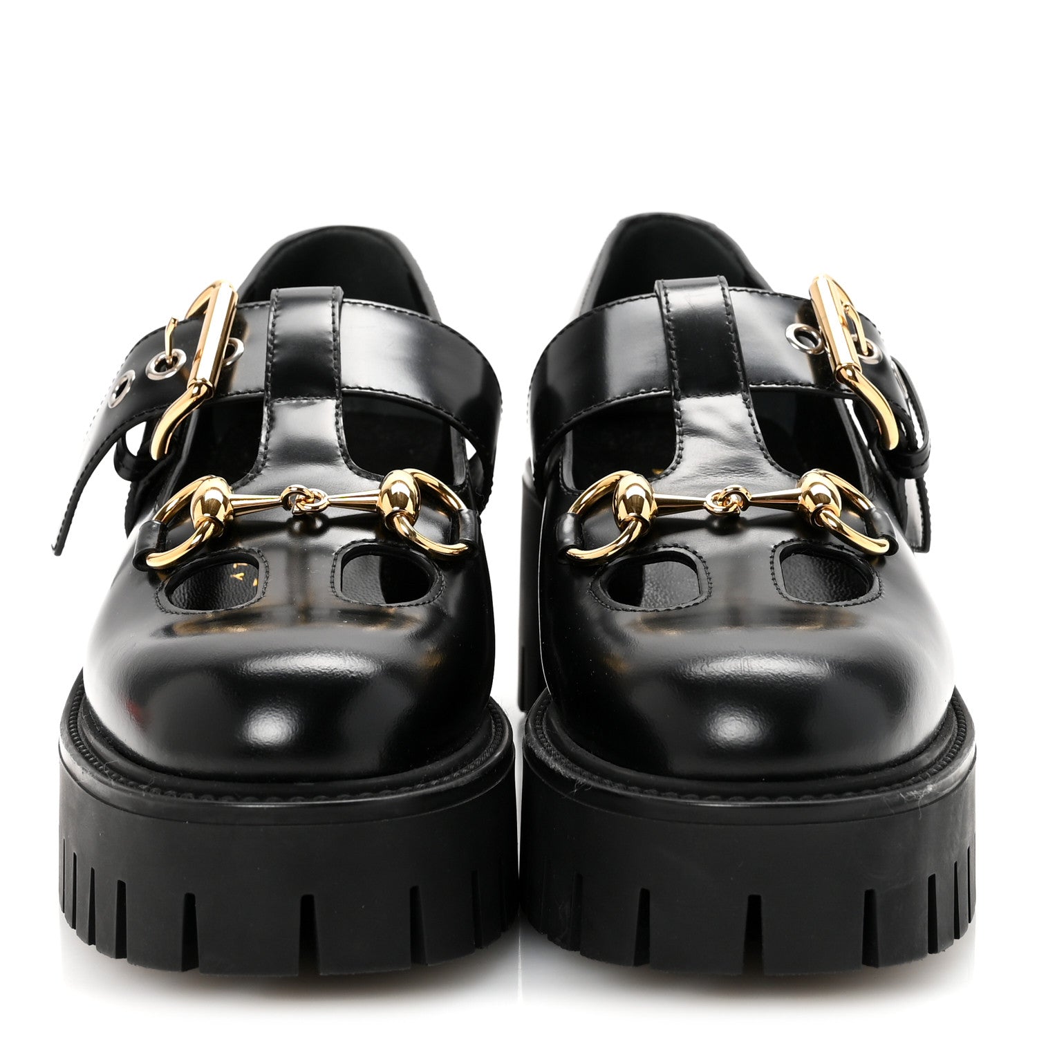 Gucci Calfskin Womens Horsebit Platform Chunky Lug Sole Mary Jane 40mm Loafers 36.5 Black 3 of 10