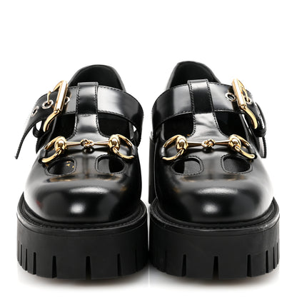 Gucci Calfskin Womens Horsebit Platform Chunky Lug Sole Mary Jane 40mm Loafers 36.5 Black 3 of 10