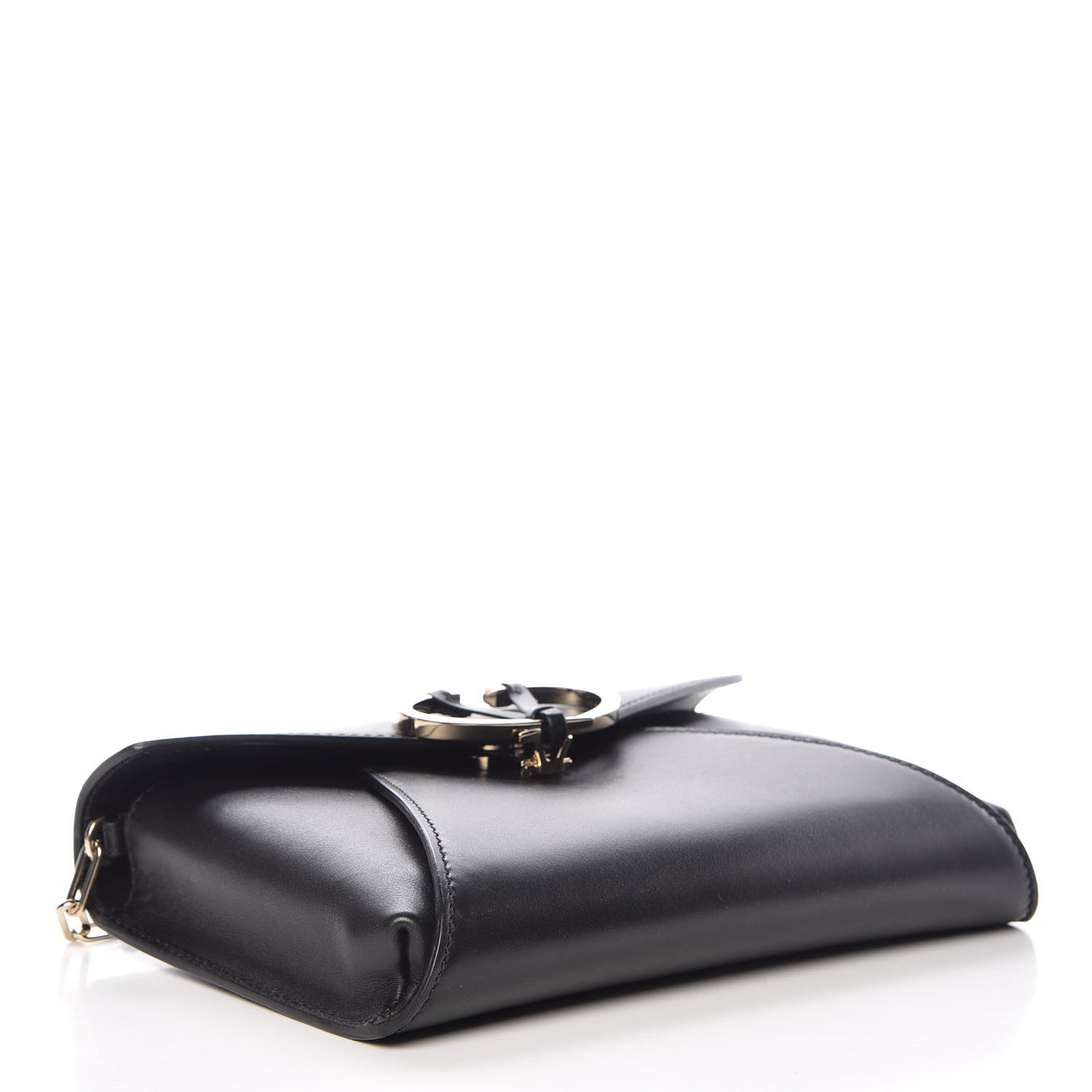 Calfskin V Rivet Chain Clutch Black