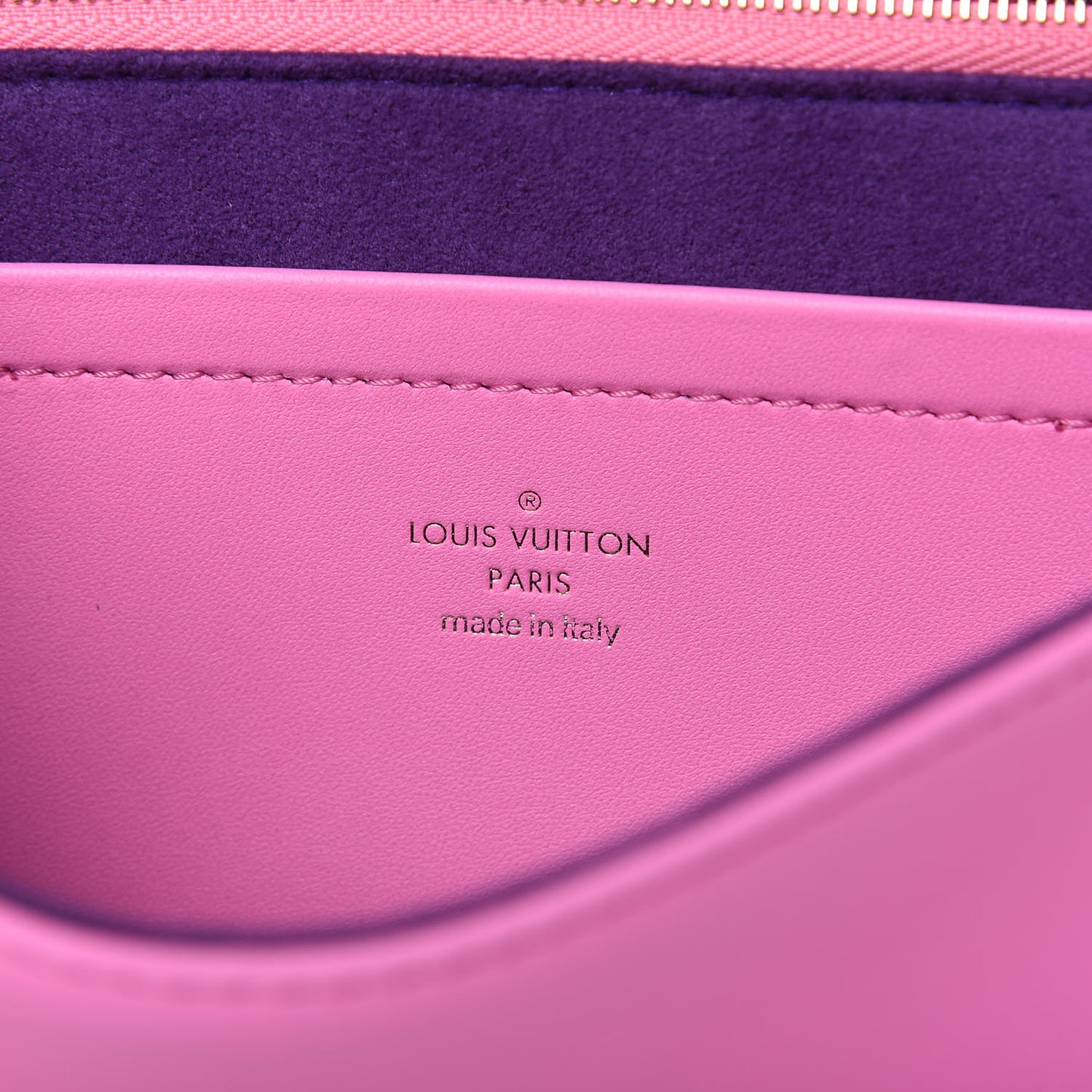 Lambskin Embossed Monogram Vuittamins Pochette Coussin Rose Violet