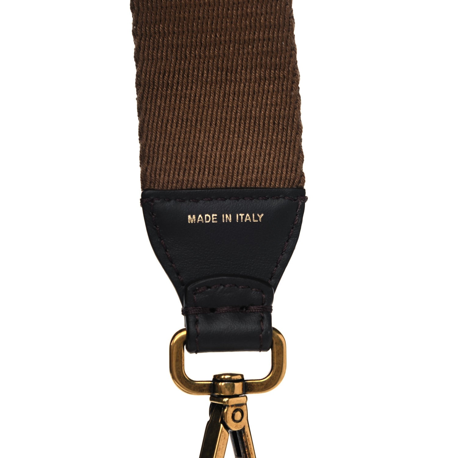 Fendi Ribbon Vitello Century FF 1974 Flat Studded Strap You Fango Marrone Ebano 5 of 5