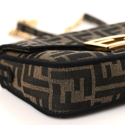 Fendi Fabric Jacquard FF 1974 Mini Baguette Tobacco Moro Black 9 of 10