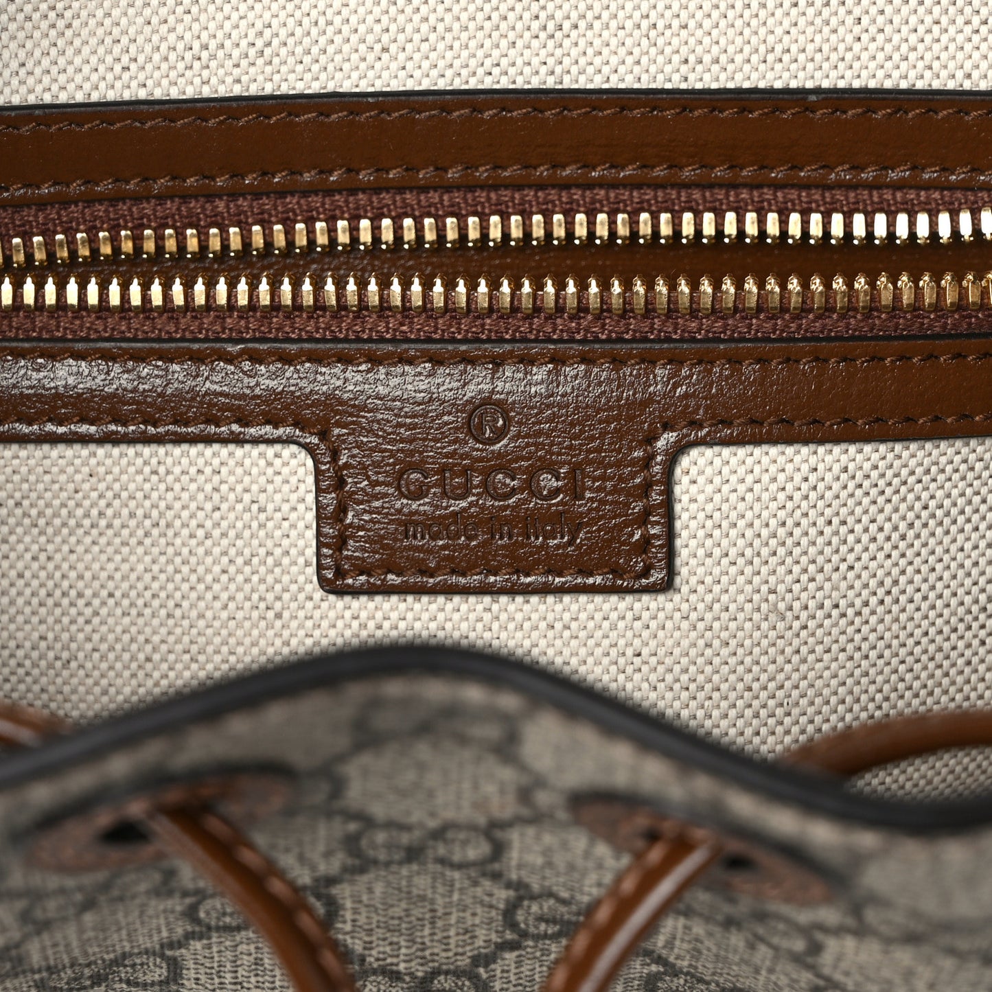 GG Supreme Monogram Azalea Calfskin Retro Interlocking G Buckle Backpack Beige Ebony Brown Sugar