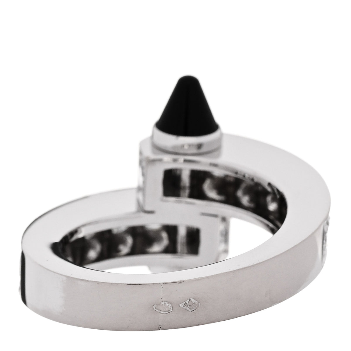 Cartier 18K White Gold Diamond Black Onyx Menotte Ring 51 5.75 3 of 4