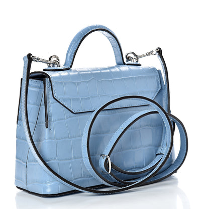 Mulberry Shiny Croc Calfskin Embossed Micro Seaton Pale Slate 2 of 9