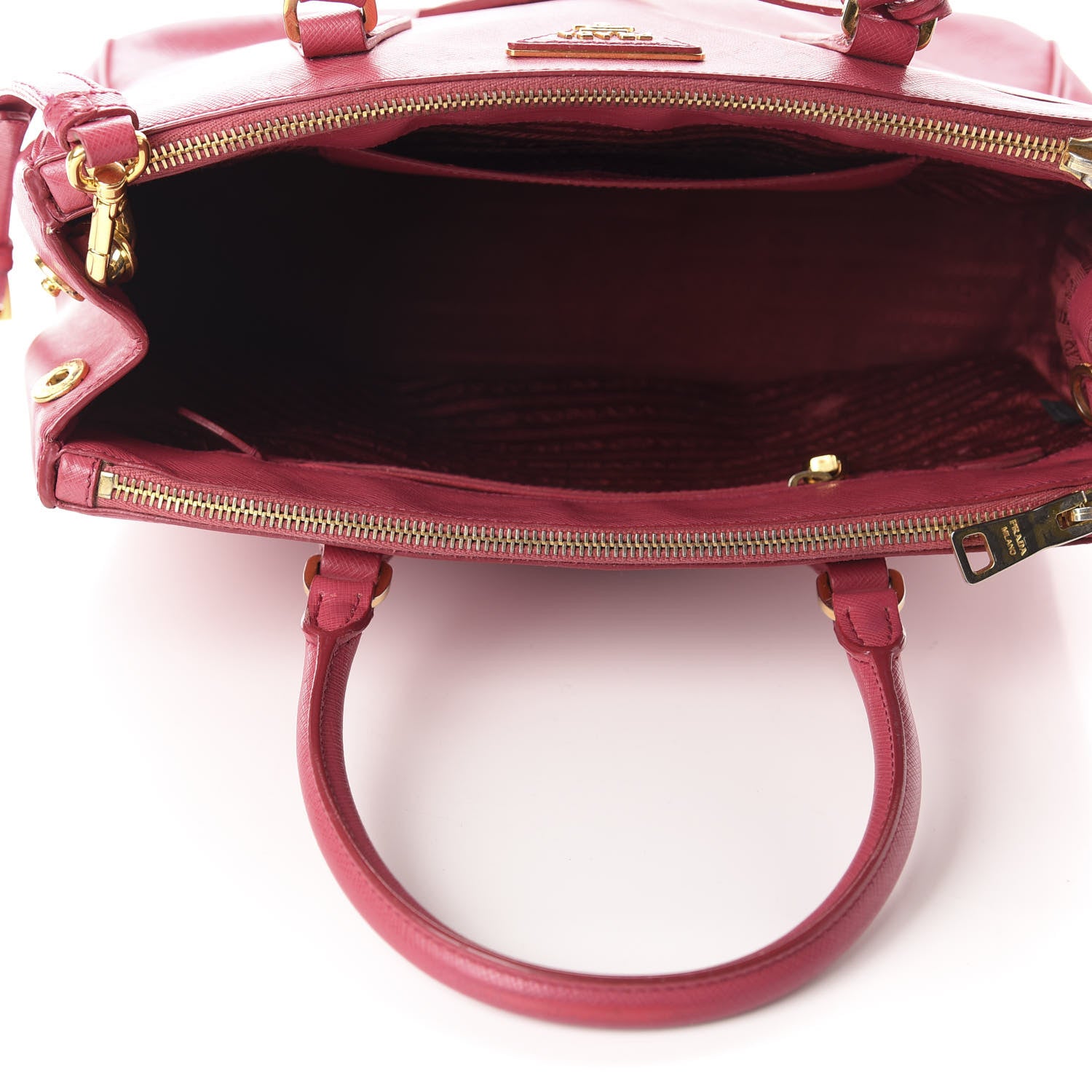 Prada Saffiano Small Galleria Double Zip Tote Fuxia 5 of 16