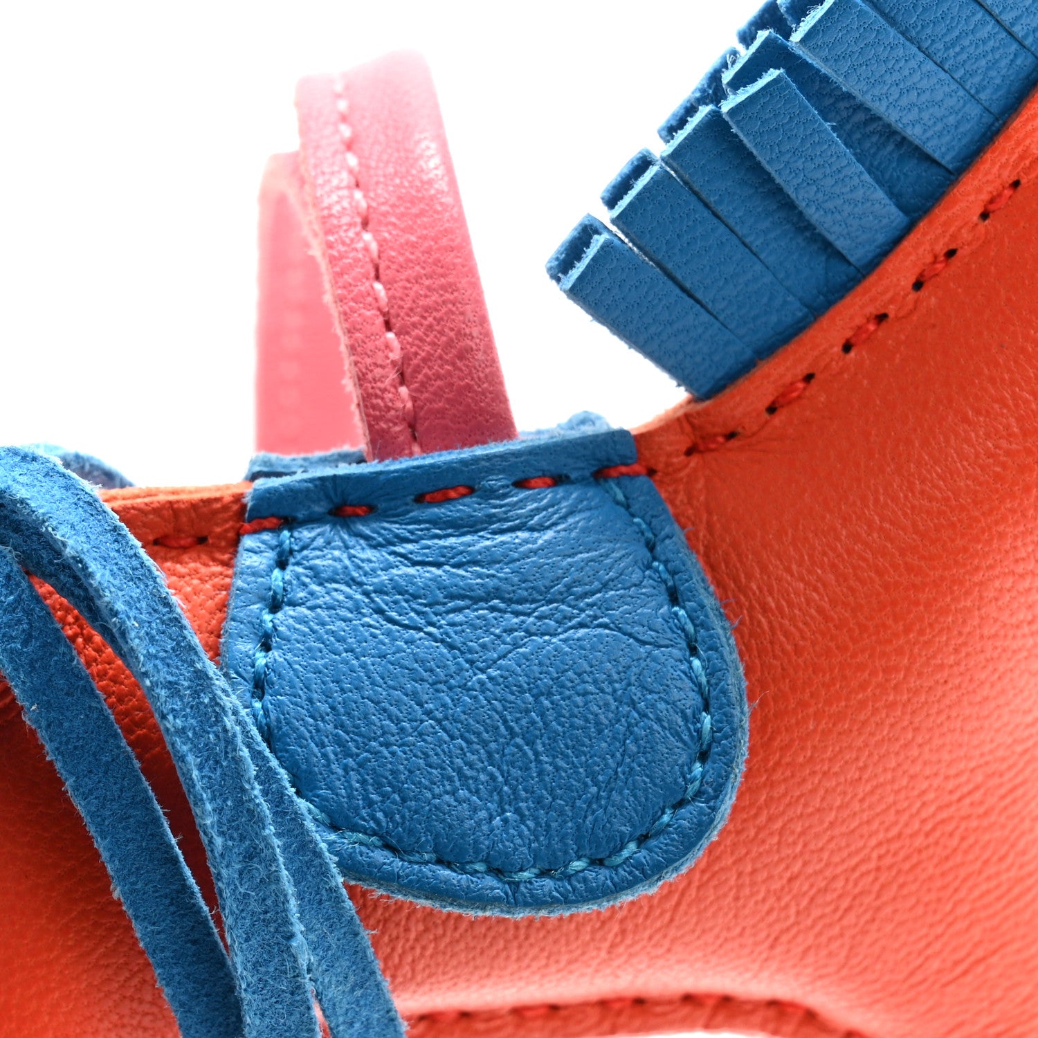 Hermes Milo Lambskin Grigri Rodeo Horse Bag Charm PM Orange Poppy Bleu Izmir Rose Azalee. 4 of 4