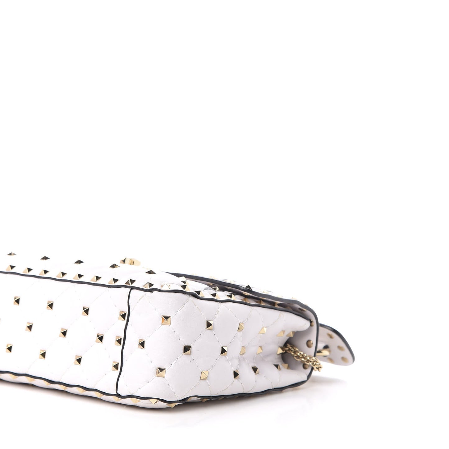 Lambskin VLTN Print Medium Rockstud Spike Shoulder Bag Optic White Black