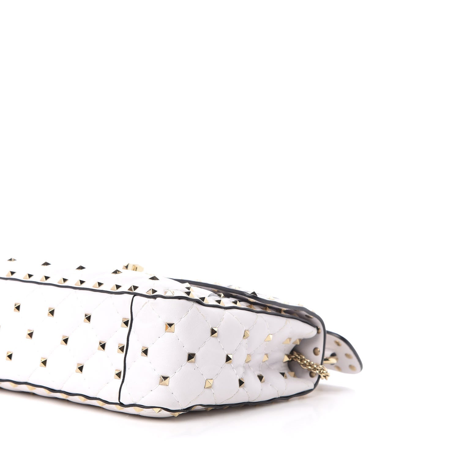 Valentino Garavani Lambskin VLTN Print Medium Rockstud Spike Shoulder Bag Optic White Black 8 of 12