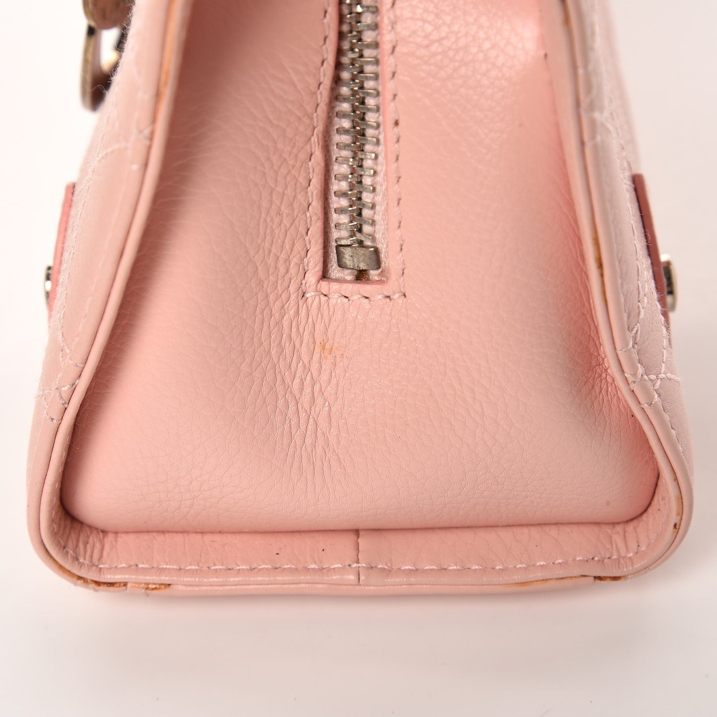 Calfskin Cannage Stitched Small East West Lady Dior Rose Clair