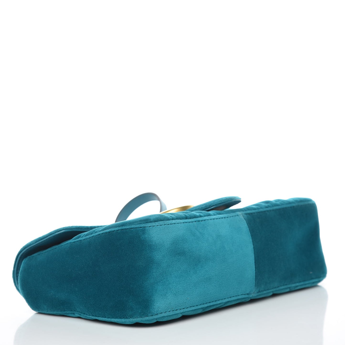 Velvet Matelasse Small GG Marmont Shoulder Bag Pavone Cyan