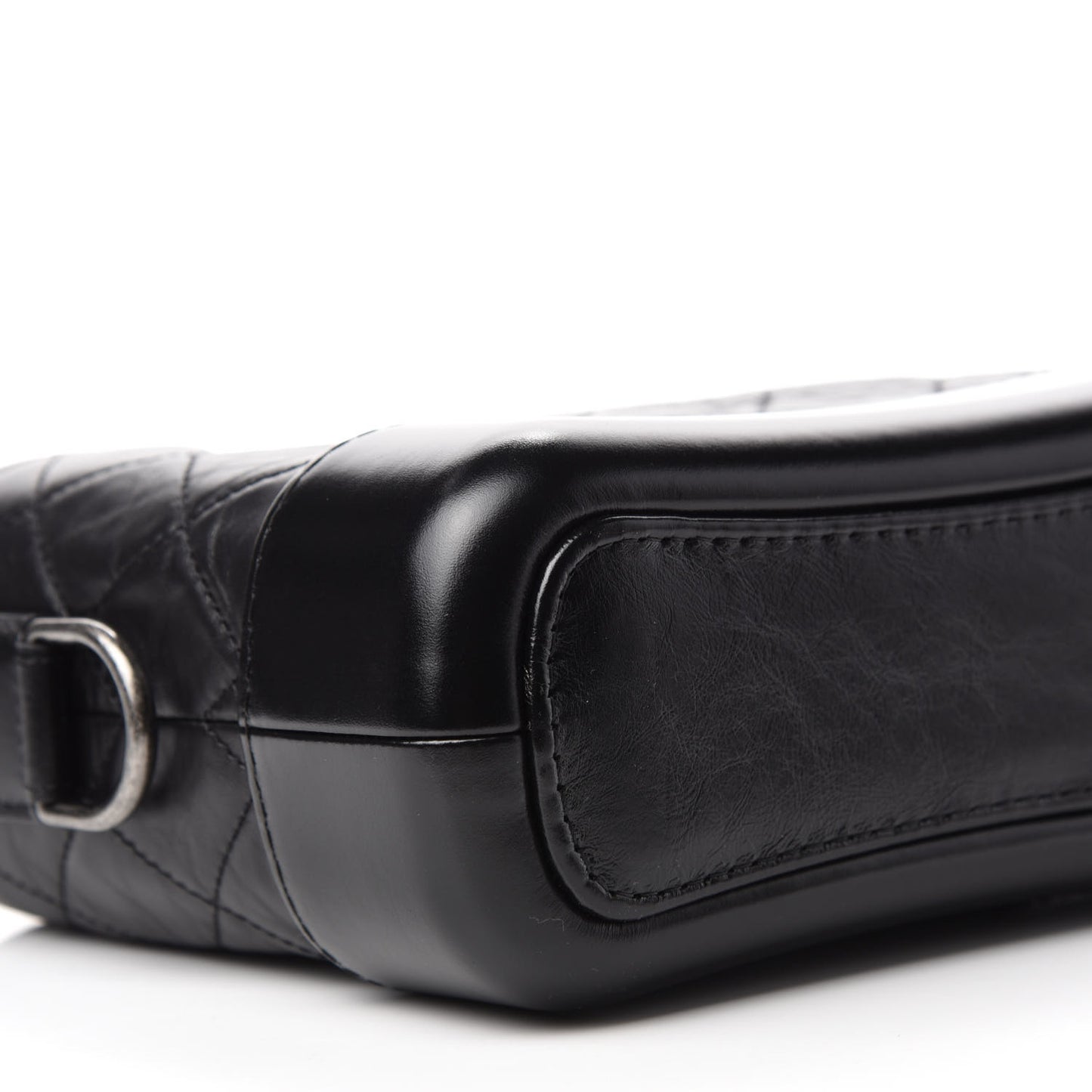 Aged Calfskin Quilted Small Gabrielle Hobo Black
