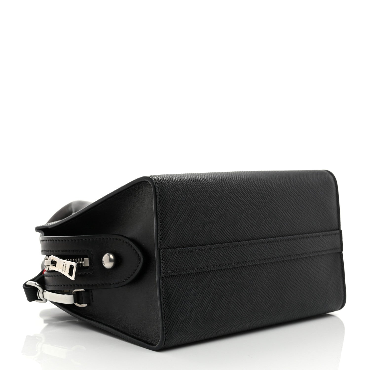 Prada Saffiano Cuir Calfskin Mini Monochrome Top Handle Tote Black 4 of 10