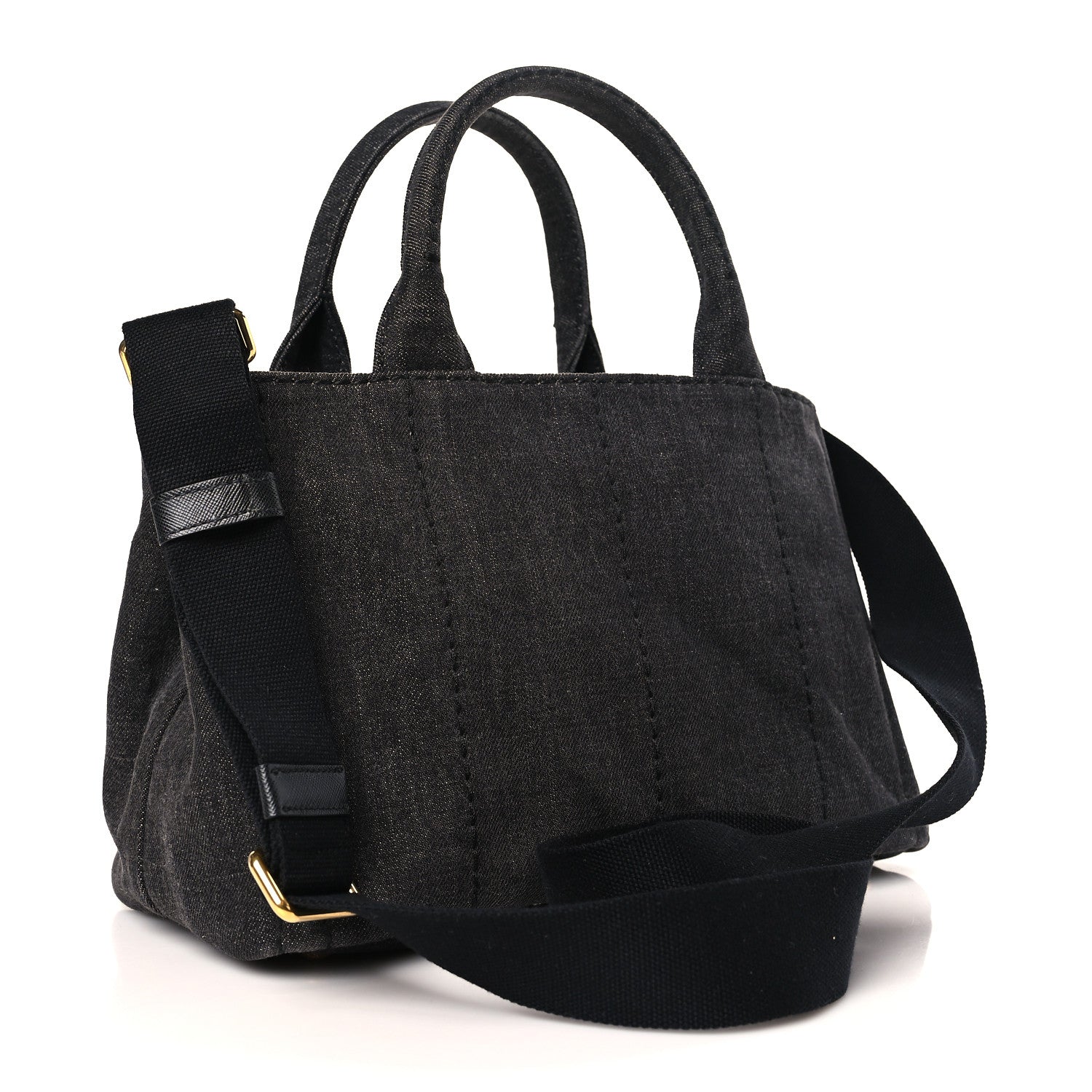 Prada Denim Small Logo Tote Black 3 of 8