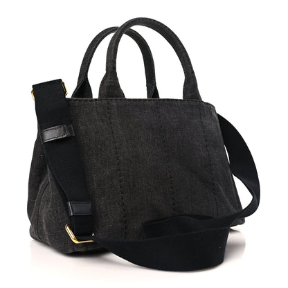 Prada Denim Small Logo Tote Black 3 of 8