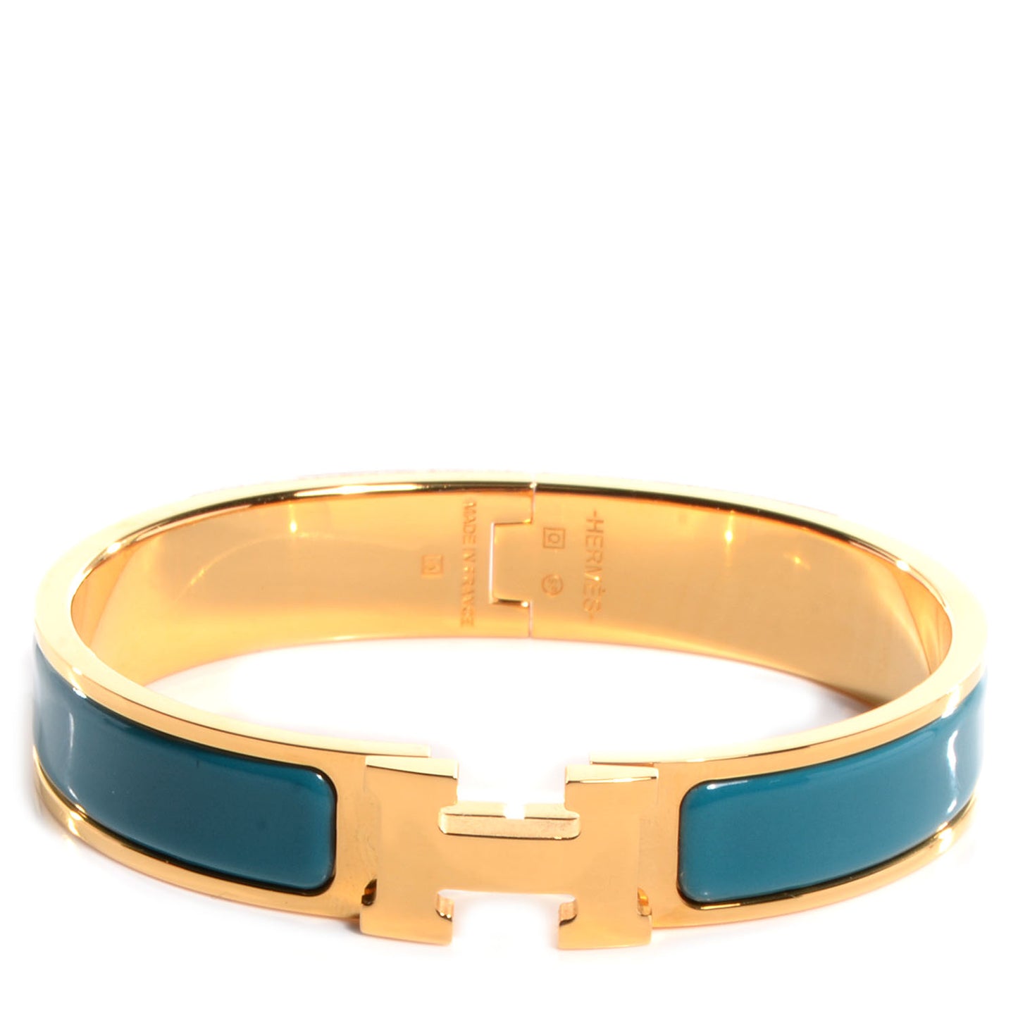 Narrow Enamel Clic Clac H Bracelet GM Bleu Indien